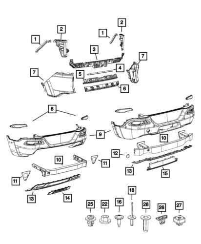 Fascia inferior del parachoques trasero para Jeep Cherokee 2014 (N/P 68242476AB)