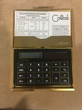Vintage Colibri Card Holder And Solar Calculator Gold Tone Metal USED