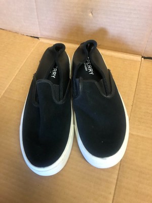 sperry black slip on sneakers