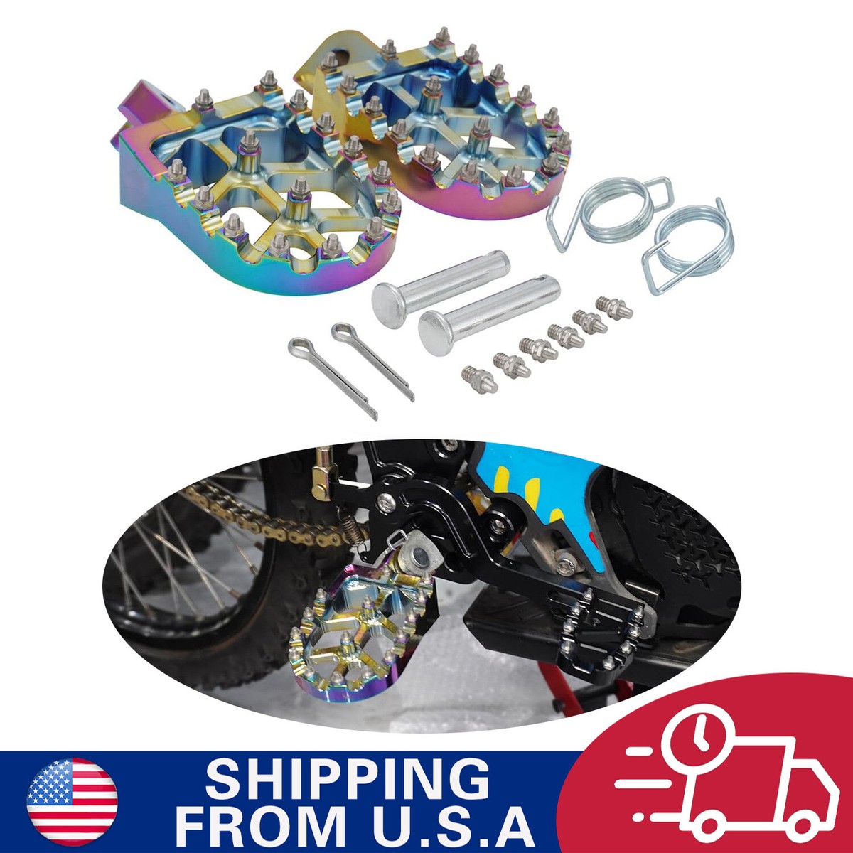 〜10/30 yama Motorcycle Footpegs For CR50 PW50 PW80 TTR90 TTR90E TW200 Dirt Pit