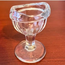 Antique Glasco Eye Wash Cup Pedestal Base Pressed Glass Medical Apothecary Decor