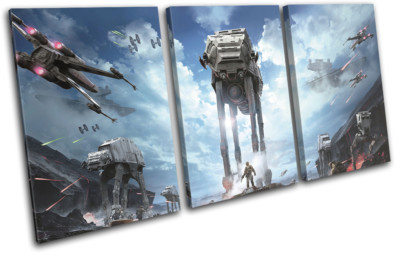 Star Wars Battlefront AT-AT X-Wing Gaming TREBLE CANVAS WALL ART Bild Druck