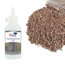 WWS 500g Ballast & 250ml Glue Kit for Model Rail Tracks – Medium Grade Red