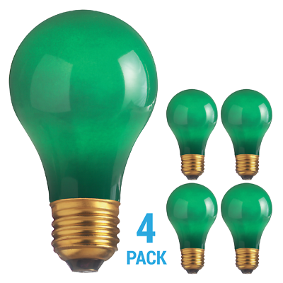 #ad #ad 4 Pack CERAMIC SOLID GREEN BULBS A19 25W 120V Medium E26 Base 25A19 Dimmable $9.00