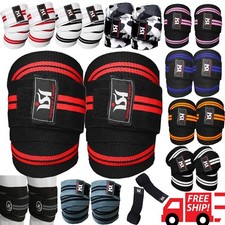 Gym Weight lifting Knee Wraps Bandage Straps Guard Powerlifting Pads Sleeves