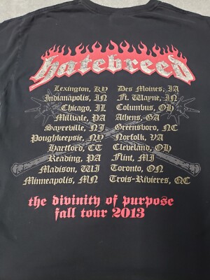 Hatebreed,The Divinity Of Purpose Tour Tee Shirt, Black | eBay