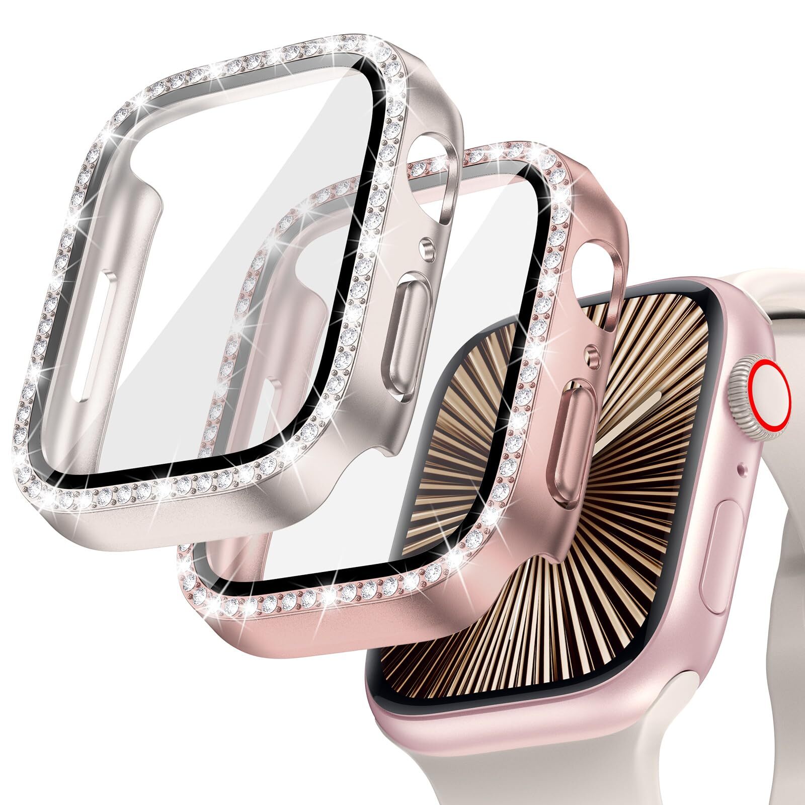 Goton 2-Pack Bling Case for Apple Watch Series 10 Screen Protector 42mm, Women G