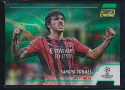 Sandro Tonali 2021-22 Stadium Club Chrome #55 Green/Yellow Electric Charge /125