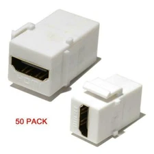 White HDMI Connector Keystone Insert Jack Female to Female Adapter Coupler 50/pk