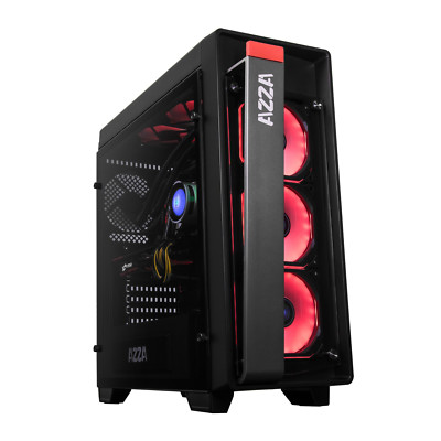 Gamer Gaming Tower Gehäuse AZZA Obsidian 270 Black 3 LED Lüfter USB 3 - NEU  TOP