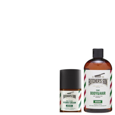 2tlg Butchers Son Face to Face Hydro Gesichtscreme Medium + 2in1 Duschgel Medium