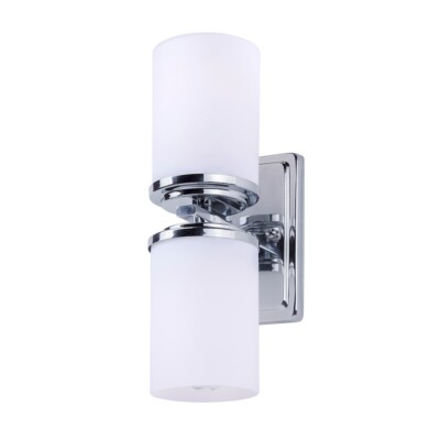 Forte Lighting Duo 2 Light Wall Sconce, Chrome/Satin Opal - 2424-02-05