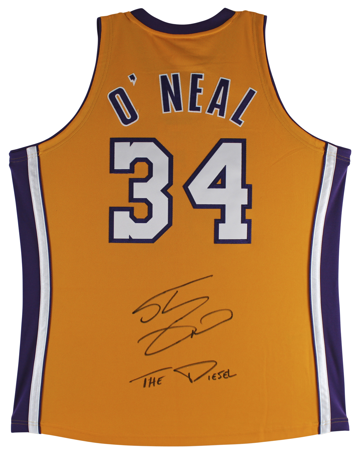 Shaquille O'neal Autographed Signed Shaquille O'neal "Diesel" Yellow M&N 1999-00 Hwc Authentic Jersey Beckett Wit 