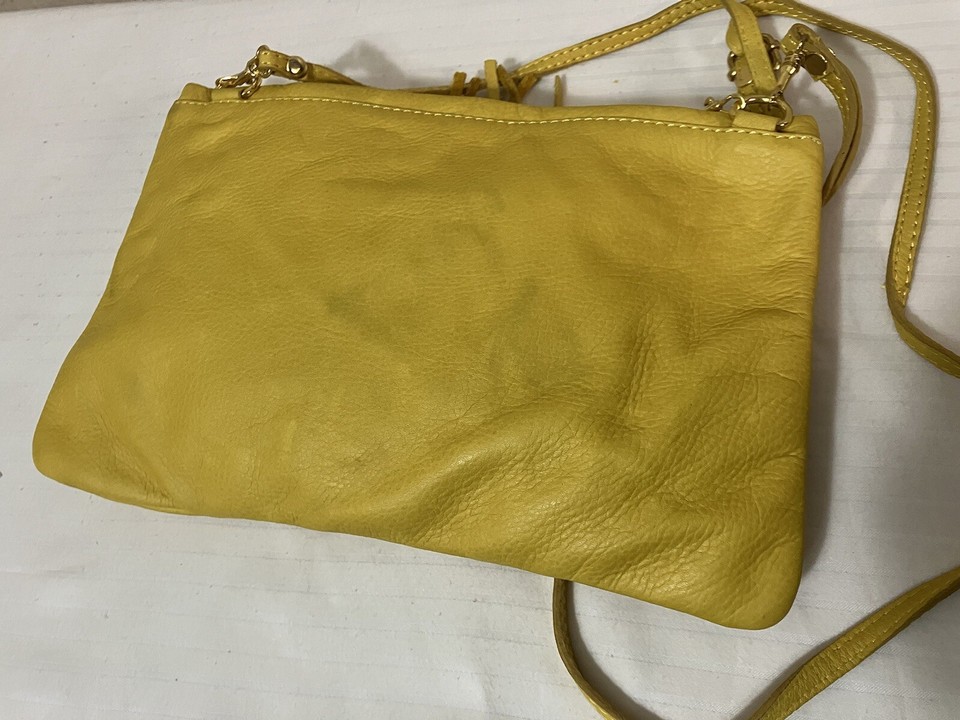 Genuine Leather Made In Italy Crossbody Shoulder Yellow Purse Bag | eBay