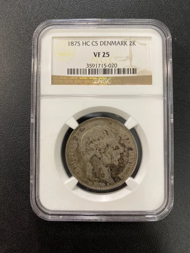 1875 DENMARK 2 KRONER NGC VF-25 - DENMARK - SILVER - HC/CS - CERTIFIED SLAB - 2K