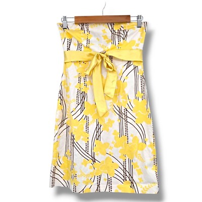 My Michelle Y2K Vintage Strapless Dress Yellow Floral Print Party Dress Size 5