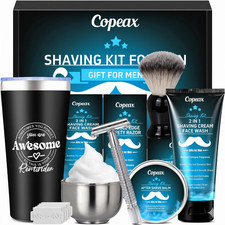 Men Shaving Kit Gift Set Natural Cologne Cream Balm Bowl Tumbler Self Care Box