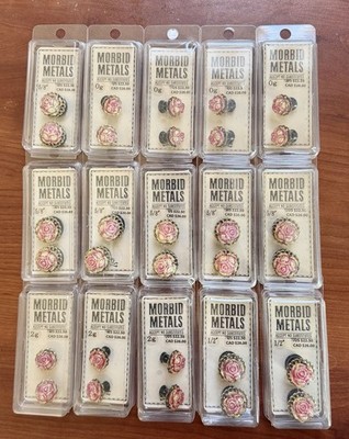 Morbid Metals Wholesale Lot Of 15 Rose Ear Plugs Various Sizes New