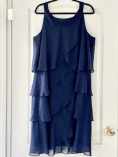 Tradition Navy Blue Sleeveless Tiered Layered Dress Plus Size 20W NWOT