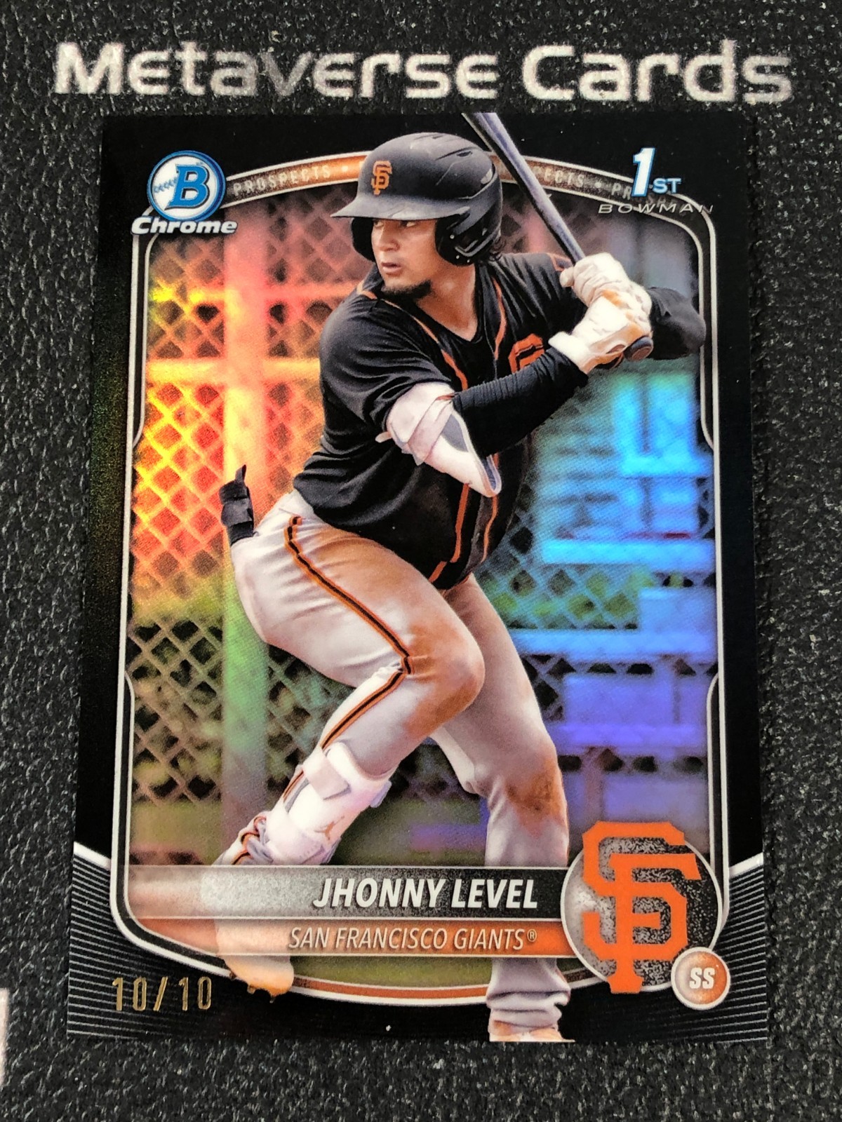 2025 Bowman Chrome Jhonny Level 1st Bowman True Black Refractor 10/10