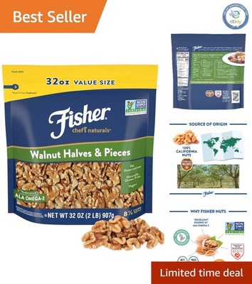 Nutritious 2 lb Resealable Walnut Halves & Pieces - Ideal for Baking & Snacking