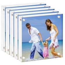 AMEITECH 4x4 Acrylic Picture Frame Clear Double Sided Block Photo Frame