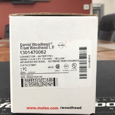 Woodhead Watertite Advanced Material NEMA L21-20 120/208V Plug Yellow 27W81