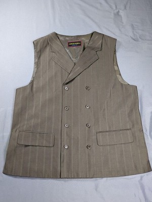 Giorgio Fiorelli Vest Mens 40 R Brown Striped Double Breasted Suit Waistcoat