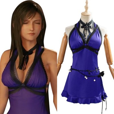 Final Fantasy VII Remake Tifa Lockhart Cosplay Costume Dress Backless Skirt