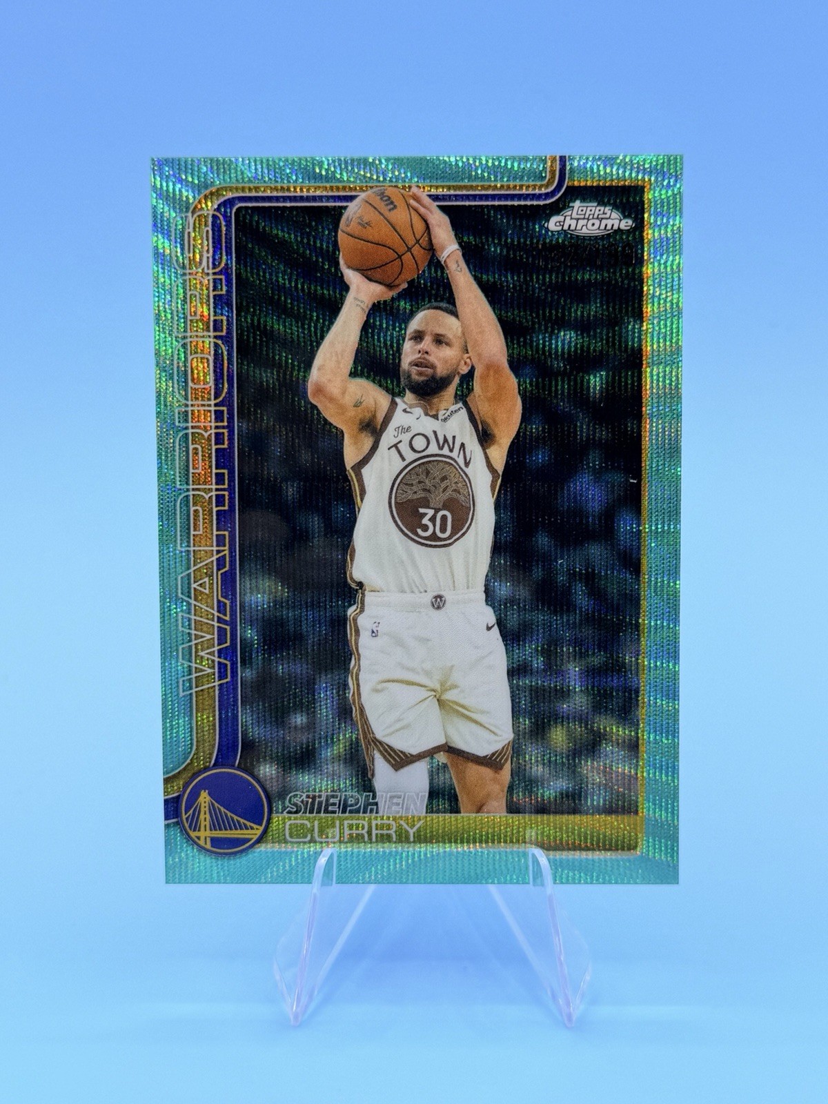 2025 Topps Chrome Update Stephen Curry Aqua Wave /199 