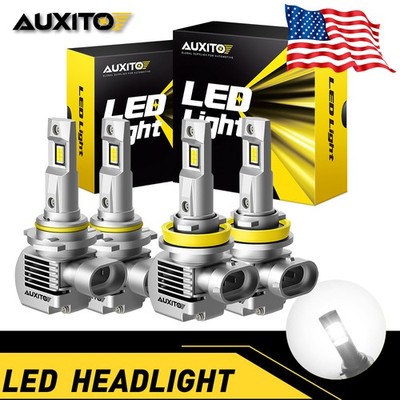 4x Auxito LED Headlights Bulbs Combo 9005+H11 High Low Beam 60000LM White 6000K