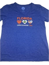 LIFE IS GOOD  Women's Good Move T Shirt "Florida” Size S Blue