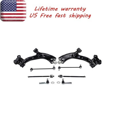 8 Pcs Front Left Right Lower Control Arm Tie Rod Ends for Honda CR-V 2007 - 2011