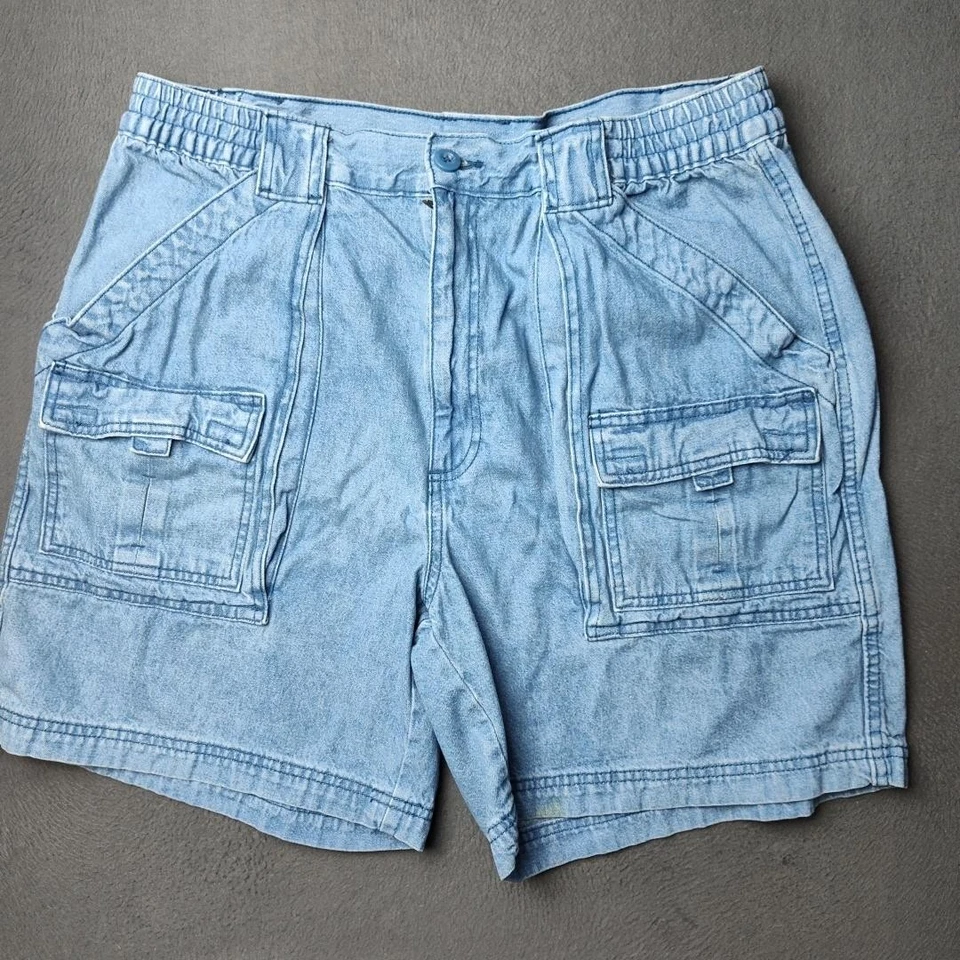 复古 St Johns Bay 短裤男式 36 轻 6.5 英寸工装口袋弹性腰 Y2k — 第 2/4 张图片