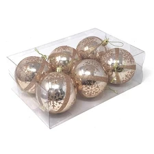 Allgala 6-Pack 3" Rose Gold Luxury Glitter Christmas Tree Ornament Balls