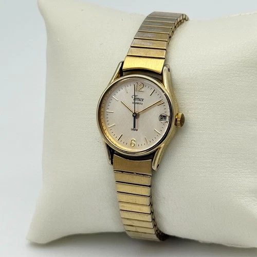 Vintage 1993 Women's TIMEX Gold Tone Classic Expansion Bracelet Watch, 22mm Date