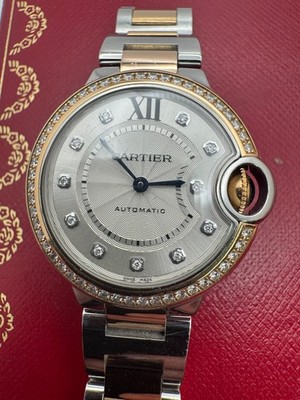 Cartier Ballon Bleu de Cartier 33mm Automatic 18K Rose Gold Steel Diamond Watch
