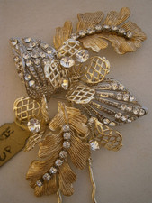 Wedding Hair Bridal Accessory Fascinator Pin Bowie Gold Silver Crystals 130 NWT