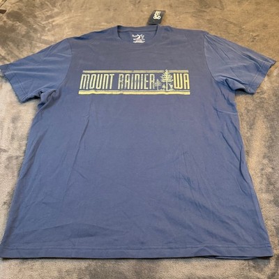 Gear For Sports Mount Rainier WA Graphic T-Shirt Blue Cotton Mens Large NWT