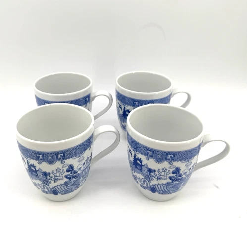 Calamityware 12 oz Porcelain Coffee Mugs Poland Calamity Don Moyer Blue Set of 4