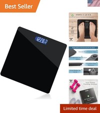 Black Digital Bathroom Scale for Body Weight, Smart Step-On Technology, Backl...