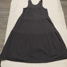 Everlane The Weekend Tiered Dress XS Black Back Scoop Casual Minimalist Cotton