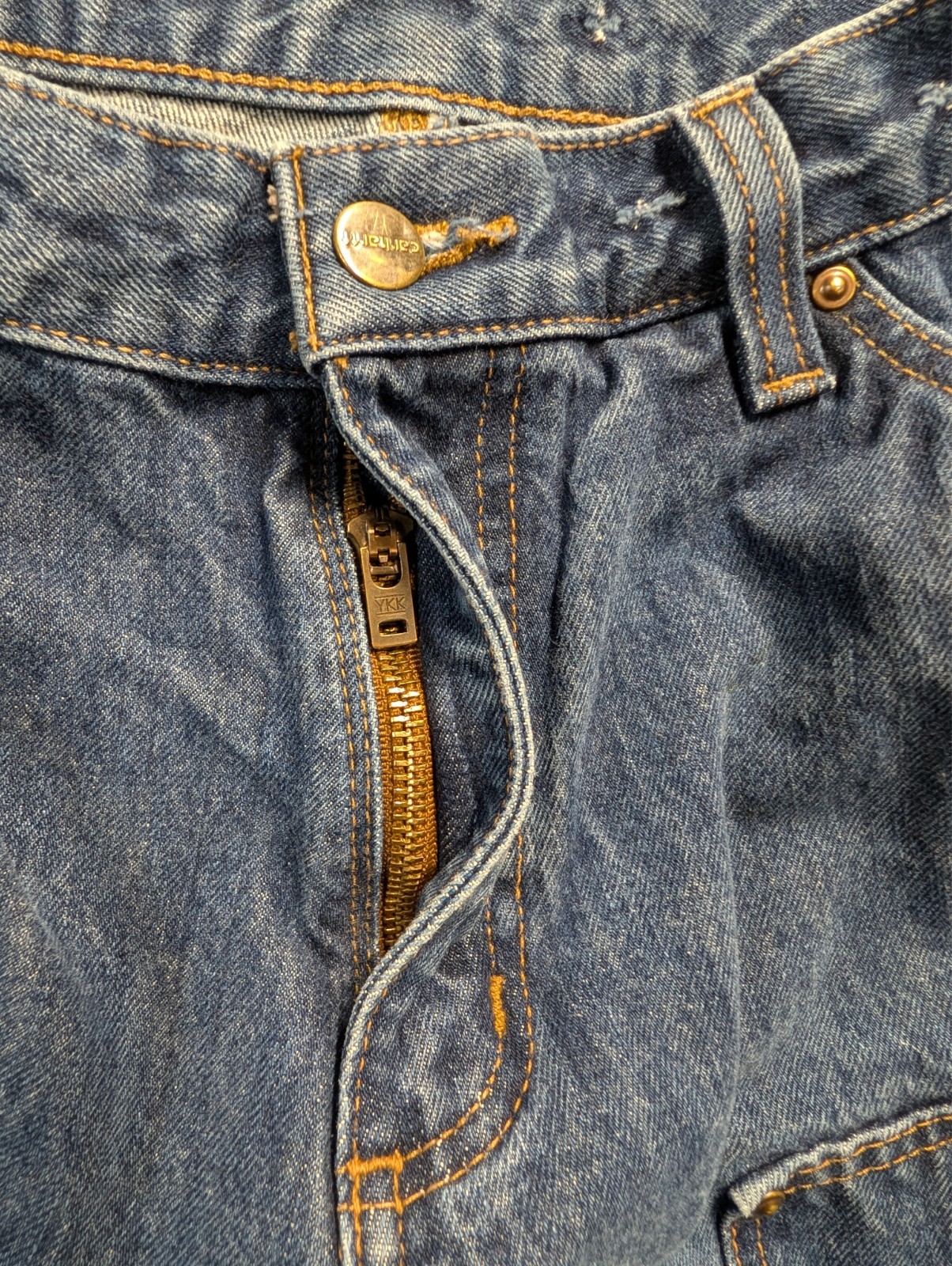 Carhartt Double Knee Jeans Mens 30x32 Distressed Dark Wash Relaxed Fit thumbnail 2