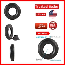 4.80/4.00-8 Pneumatic Tire & Inner Tube Set - Ribbed Tread for Garden Carts