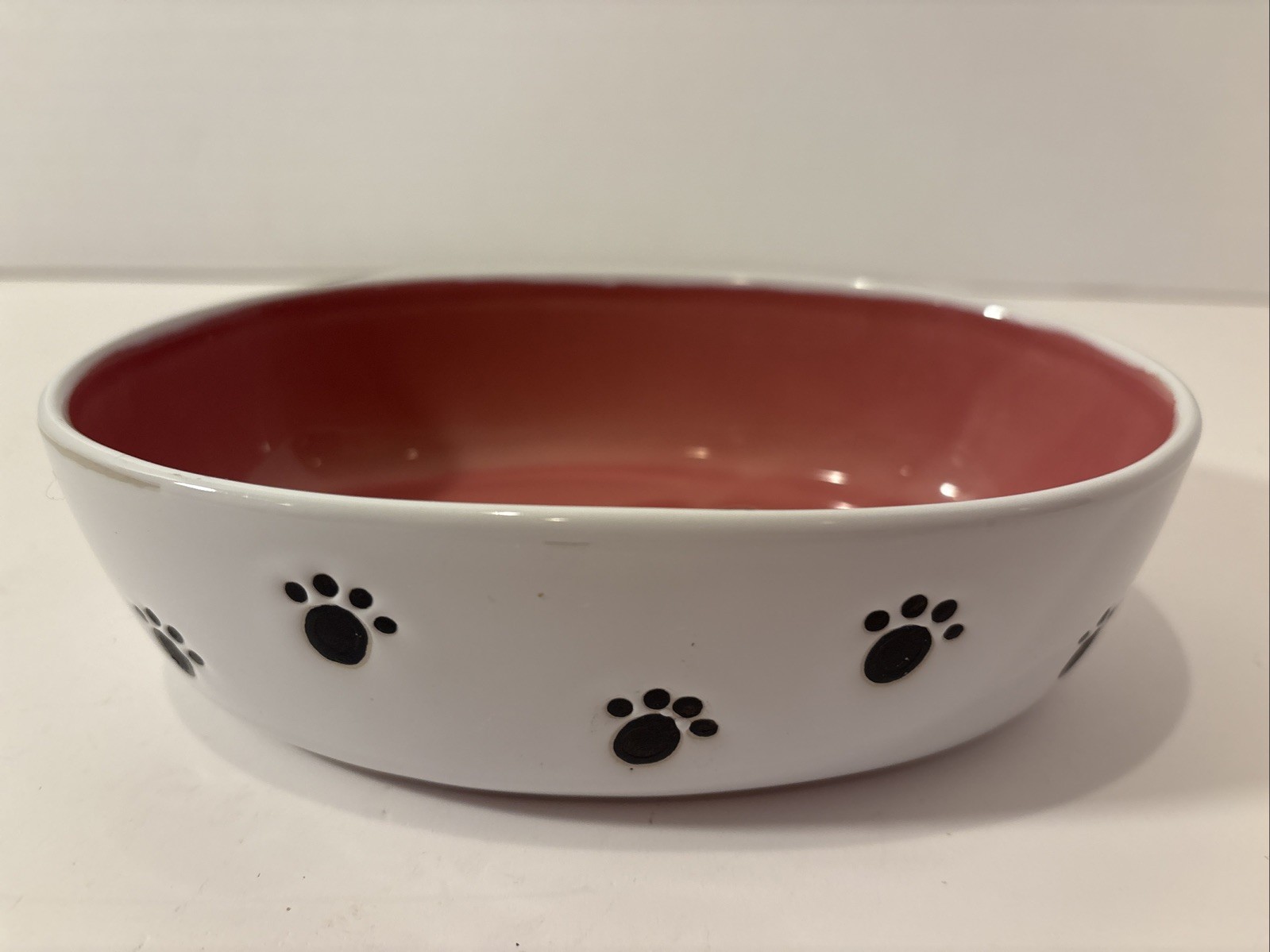 PetRageous Designs Cat Ceramic Food Bowl Water Dish SILLY KITTY Oval PINK