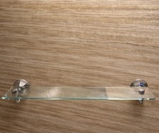 Tempered Glass Shelf and Chrome Brackets Wall Mounted