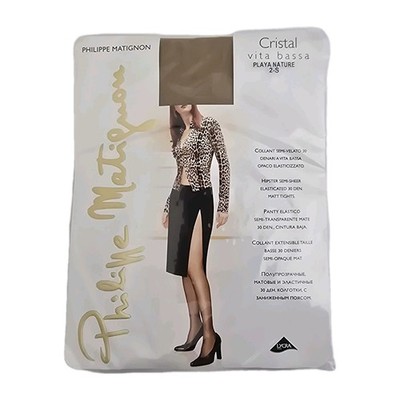 PHILIPPE MATIGNON size Small Semi Sheer Matte Brown Low Rise Tights 30 Denier