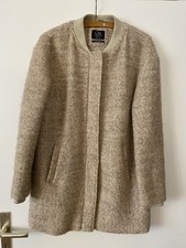 Clockhouse Damen Wollmantel Bouclé beige – Gr. 38 –Kurzmantel mit Reißverschluss