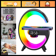 LED Table Lamp with Wireless Charger  Bluetooth Speaker, Night Light Alarm Cloc