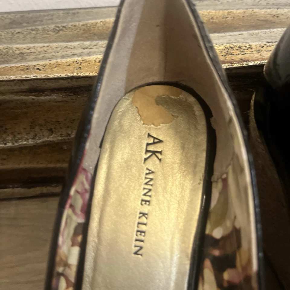 Anne Klein Akvarya Alpargatas de Cuero Negro Cuña Bomba Talla 6.5 Eslinga Foto 2 de 4